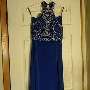 2 Piece Royal Blue Prom Dress